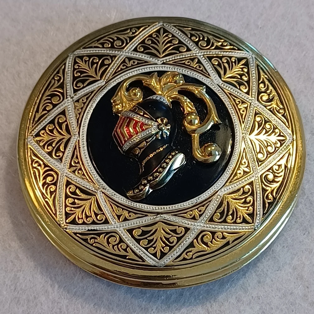Vintage Damascene Knight Powder Mirror